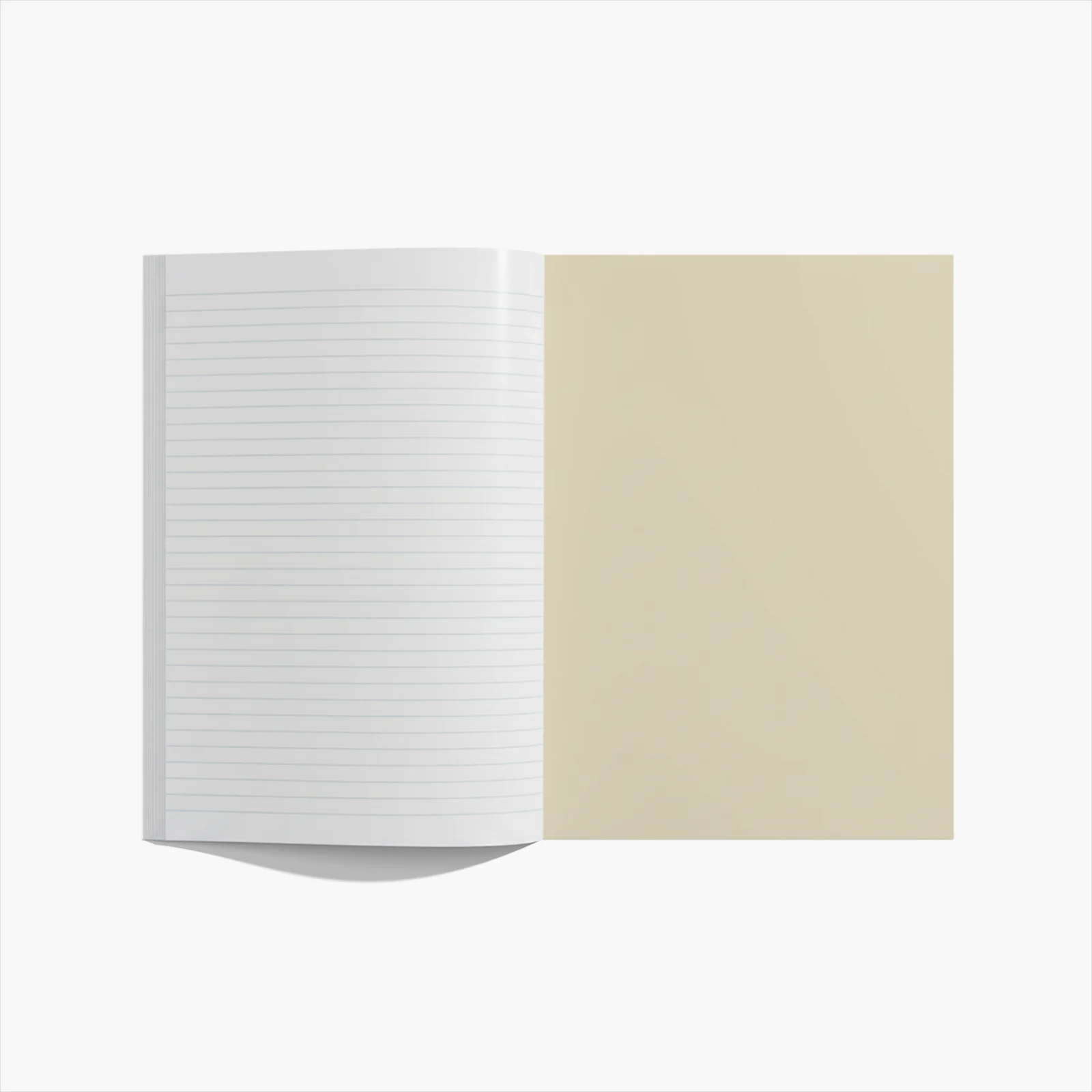 Intérieur du carnet A6 montrant les pages lignées et l’intérieur de la couverture